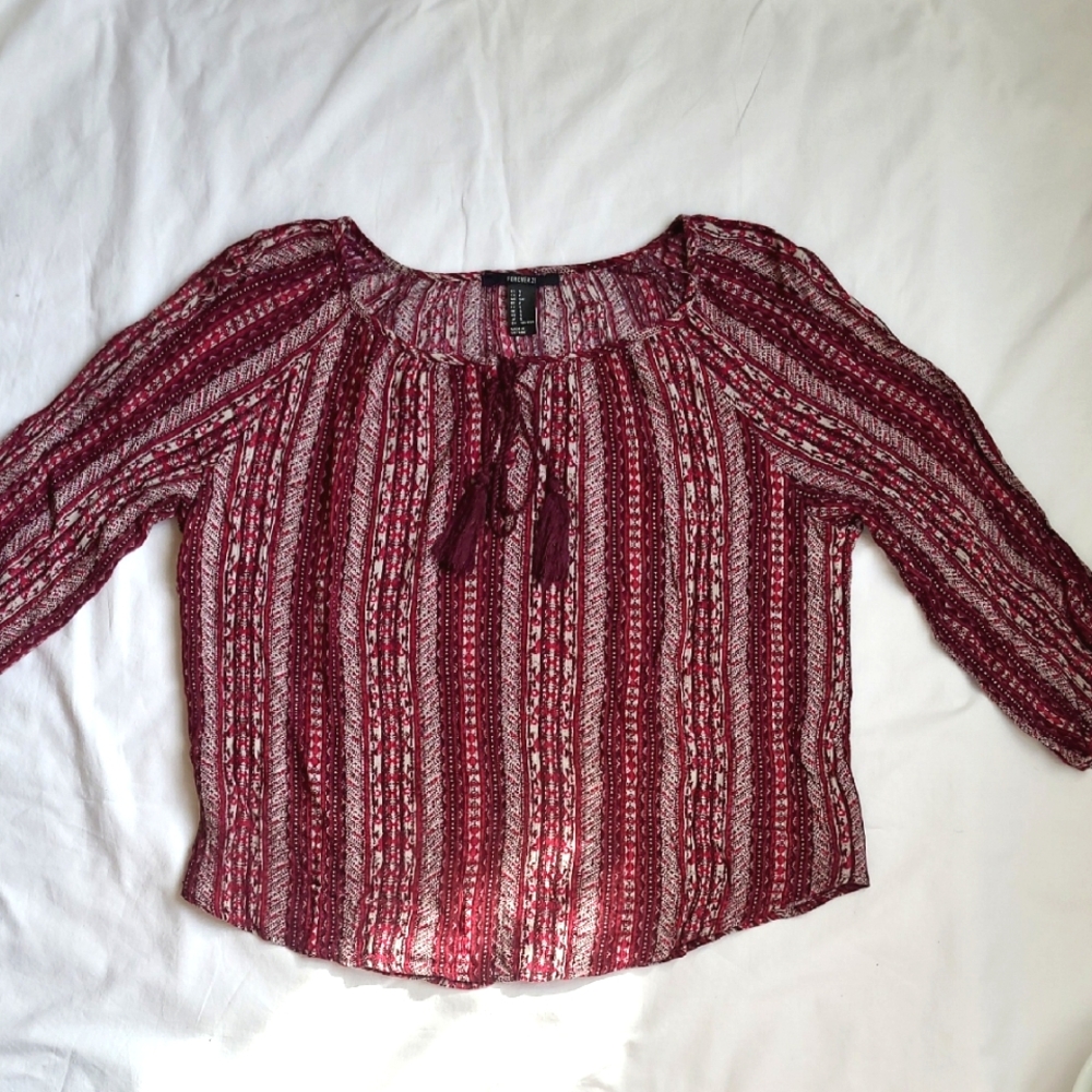 Forever 21 3/4 Sleeve Peasant Blouse